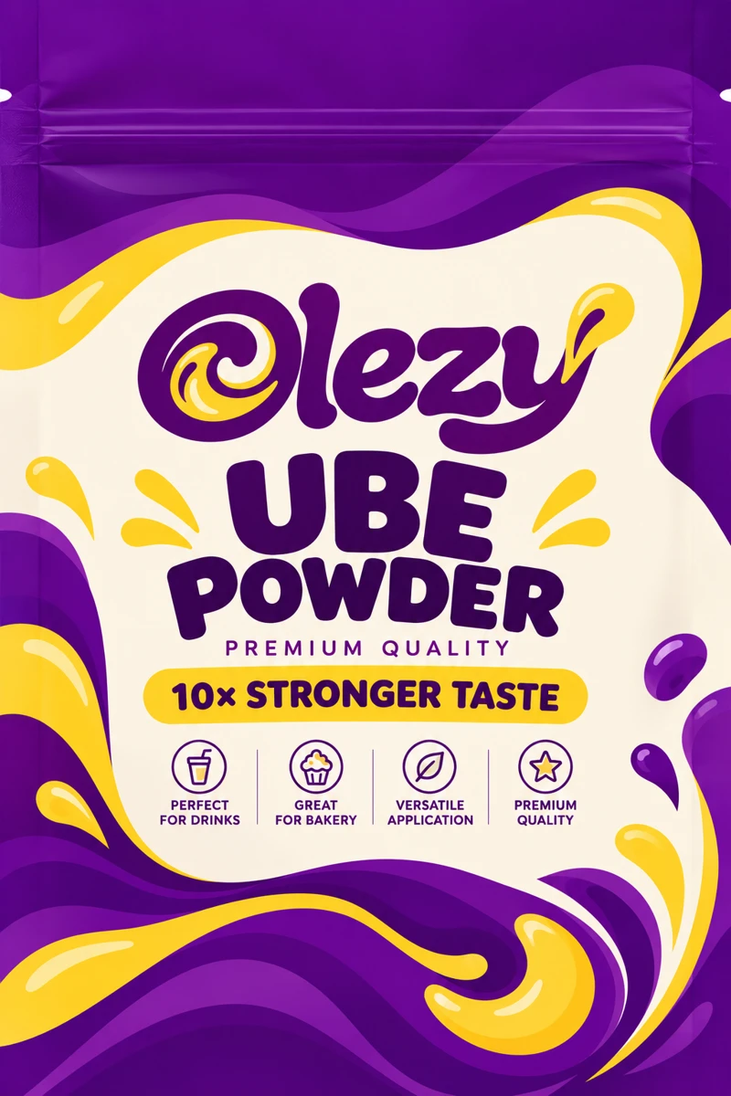 Desain kemasan Olezy Ube Powder